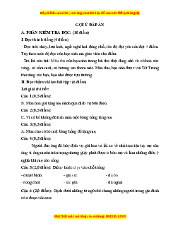 Đề thi giữa kì 1 Tiếng Việt lớp 3 Chân trời sáng tạo (đề 3)