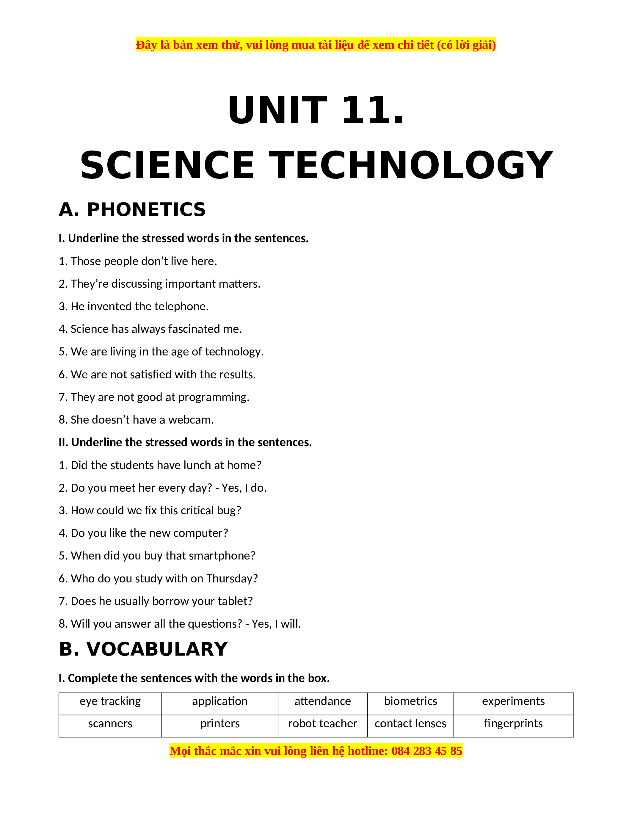 Vocab Unit 11 Level C Answers