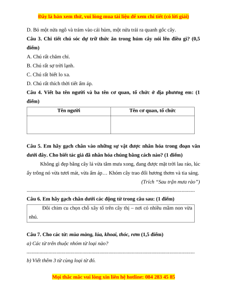 Đề thi cuối kì 1 Tiếng Việt lớp 4 Kết nối tri thức (đề 2)