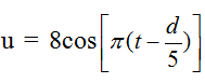 Một sóng ngang có phương trình sóng là u= 8 cos[pi(t - d/5)] mm Trong đó d có đơn vị là cm. Bước sóng của sóng là (ảnh 1)