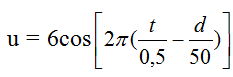 Một sóng ngang có phương trình dao động u= 6 cos[ 2 pi( t/ 0,5 - d/ 50)] cm, với d có đơn vị mét, t đơn vị giây. Chu kỳ dao động của sóng là (ảnh 1)