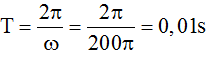Phương trình dao động sóng tại điểm O có dạng u = 5cos(200 pi t) mm Chu kỳ dao động tại điểm O là (ảnh 1)