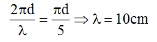 Một sóng ngang có phương trình sóng là u= 8 cos[pi(t - d/5)] mm Trong đó d có đơn vị là cm. Bước sóng của sóng là (ảnh 2)