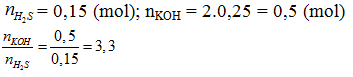 Dẫn 3,36 lít khí H2S (đktc) vào 250ml dung dịch KOH 2M, sau khi phản ứng hoàn toàn (ảnh 1)