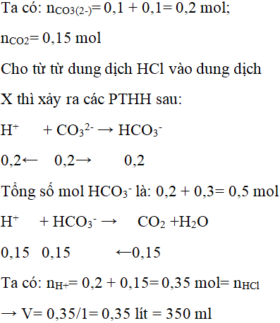 Dung dịch X có chứa: 0,1 mol Na2CO3; 0,1 mol K2CO3 (ảnh 1)