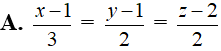 Trong không gian với hệ tọa độ Oxyz, phương trình đường thẳng đi qua hai điểm A(1; 1; 2) (ảnh 2)