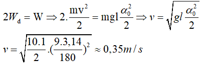 Một con lắc đơn có l = 1m, dao động điều hòa tại nơi có g = 10m/s^2 (ảnh 1)