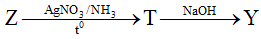 Chất X tác dụng với dung dịch NaOH vừa đủ, thu được 2 chất Y và Z (ảnh 1)