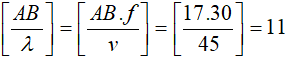 Hai nguồn sóng kết hợp A và B dao động cùng pha, v = 45cm/s; f = 30Hz và AB = 17cm (ảnh 1)
