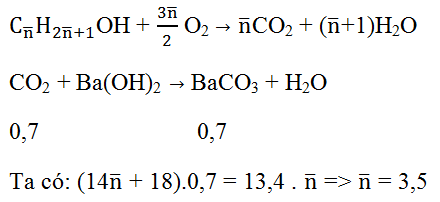 Đốt cháy hoàn toàn 13,4 gam hỗn hợp 2 ankanol A và B là đồng đẳng kế tiếp nhau (ảnh 1)