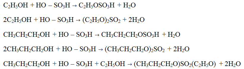 Đun nóng từ từ một hỗn hợp gồm ancol etylic, ancol n-propylic với H2SO4 đậm (ảnh 1)