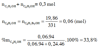 Cho hỗn hợp X gồm etanol và phenol tác dụng với natri (dư) thu được 3,36 lít khí hiđro (ảnh 1)