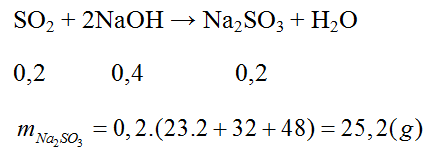 Cho 12,8g Cu tác dụng với H2SO4 đặc nóng dư , khí sinh ra cho vào 200ml (ảnh 2)