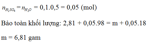 Hòa tan hoàn toàn 2,81 gam hỗn hợp gồm Fe2O3, MgO, ZnO trong 500ml axit H2SO4 0,1M (ảnh 1)