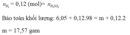 Hoà tan hoàn toàn 6,05g hỗn hợp X gồm Fe, Mg, Zn bằng một lượng vừa đủ H2SO4 (ảnh 1)