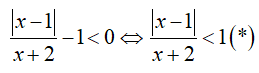 Tìm x để  biểu thức f(x) = |x - 1|/(x + 2) - 1 luôn âm (ảnh 1)