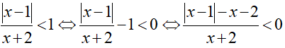 Tập nghiệm của bất phương trình f(x) = |x + 1|/(x + 2) < 1 là (ảnh 1)