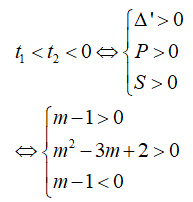 Cho pt x^2 - 2mx + m^2 - m + 1 = 0 Tìm m để pt có nghiệm x1< x2< 1 (ảnh 1)