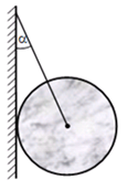 Một quả cầu có khối lượng 1,5kg được treo vào tường nhờ một sợi dây (ảnh 1)