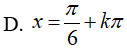 Nghiệm của phương trình cot(x + pi/4) = căn 3 là: A.x=pi/12+kpi B.x=pi/3+kpi C.x=-pi/12+kpi D.x=pi/6+kpi (ảnh 5)