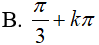 Giải phương trình: 3 * (1 + cot^2(x) - (2căn3)cotx - 6 = 0: A.-pi/6+k2pi B.pi/3+kpi C.pi/6+kpi;-pi/3+kpi D.Tất cả sai (ảnh 4)