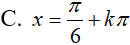 Giải phương trình tan(x-pi/6)- cot(pi/3 + x) = 0: A.x=-pi/6+kpi(k thuộc Z) B.x= cộng trừ pi/6+k2pi,x=-pi/8+kpi(k thuộc Z) (ảnh 6)