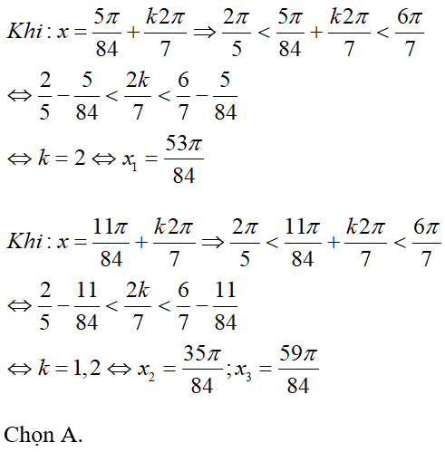 Số nghiệm của phương trình (2pi/5;6pi/7) của phương trình: Căn3*sin7x - cos7x = Căn2: A.3 B.4 C.5 D. Đáp án khác (ảnh 2)