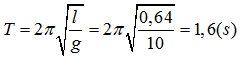 Một con lắc đơn có chiều dài l = 64cm và khối lượng m = 100g (ảnh 1)