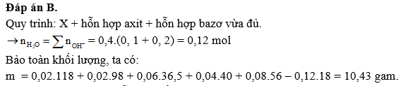Amino axit X có công thức (H2N)2C3H5COOH. Cho 0,02 mol X tác dụng với 200ml (ảnh 1)