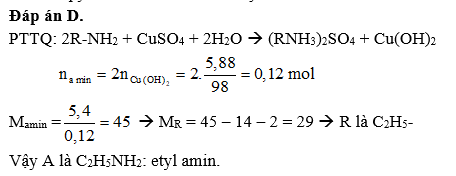 A là một amin. A tác dụng với dung dịch HCl tạo muối có dạng RNH3Cl (ảnh 1)