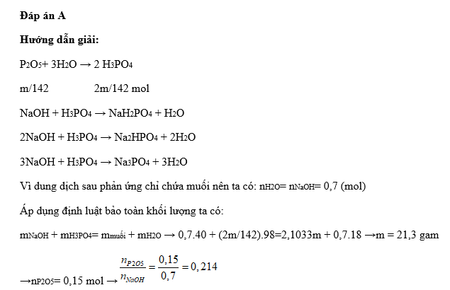 Hòa tan hoàn toàn m gam P2O5 vào dung dịch chứa 0,7 mol NaOH (ảnh 1)