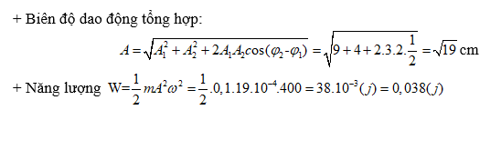 Một vật nhỏ có m = 100g tham gia đồng thời 2 dao động điều hoà (ảnh 1)