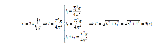 Một con lắc đơn có độ dài l1 dao động với chu kì T1 = 4s (ảnh 1)