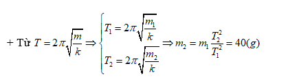 Một lò xo treo phương thẳng đứng, khi mắc vật m1 vào lò xo (ảnh 1)