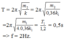 Hai lò xo nhẹ k1, k2 cùng độ dài được treo thẳng đứng đầu trên cố định (ảnh 4)