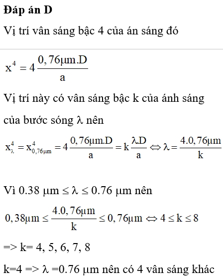 Trong thí nghiệm Y âng về giao thoa ánh sáng hai khe được chiếu bằng ánh sáng trắng