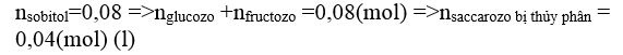 Hiệu suất phản ứng thủy phân saccarozo là (ảnh 1)