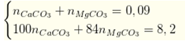 Hòa tan 8,2 gam hỗn hợp bột CaCO3 và MgCO3 trong nước cần 2,016 lít khí CO2 (đktc) (ảnh 1)