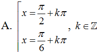 Phương trình 2cos2x-3can3sin2x-4sin2x=-4 có họ nghiệm là (ảnh 1)