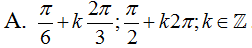 Các họ nghiệm của phương trình cos2x – sin x = 0  là (ảnh 1)