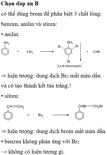 Có 3 chất lỏng: Benzen, Anilin, Stiren - Khám phá tính chất và ứng dụng đặc biệt