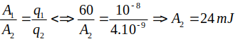 Cho điện tích q = + 10^-8 C dịch chuyển giữa 2 điểm cố định trong một điện trường đều (ảnh 1)