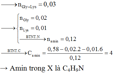 Hỗn hợp X gồm Gly, Lys (tỷ lệ mol 2:1) và một amin đơn chức (ảnh 4)