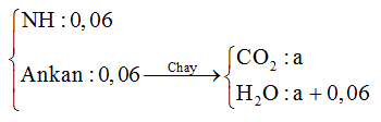 Hỗn hợp E chứa 3 amin no, đơn chức, hở. Đốt cháy hoàn toàn m gam E cần 0,255 mol O2. Sản phẩm cháy thu được có chứa 0,03 mol N2. Nếu cho lượng E trên tác dụng hết với HNO3 dư thì khối lượng m (ảnh 1)