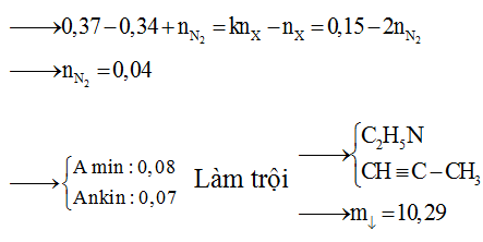 Hỗn hợp X gồm amin không no (có một liên kết C=C), đơn chức mạch hở Y và ankin Z (ảnh 1)