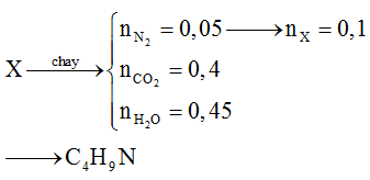 Đốt cháy hoàn toàn amin đơn chức X bằng O2, thu được 1,12 lít N2, 8,96 (ảnh 1)