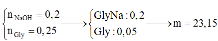 Cho 8 gam NaOH vào dung dịch chứa 0,25 mol Gly thu được dung dịch X. (ảnh 1)