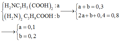 Cho 0,3 mol hỗn hợp X gồm H2NC3H5(COOH)2 (axit glutamic) và (H2N)2C5H9COOH (lysin) vào 400 ml dung dịch HCl (ảnh 1)