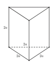 Thể tích của khối lăng trụ tam giác đều có tất cả các cạnh bằng 2a là (ảnh 1)