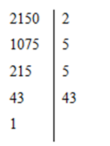  Khi phân tích các số 2150; 1490; 2340 ra thừa số nguyên tố thì (ảnh 1)